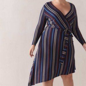 Striped Faux-Wrap Dress - Addition Elle - X